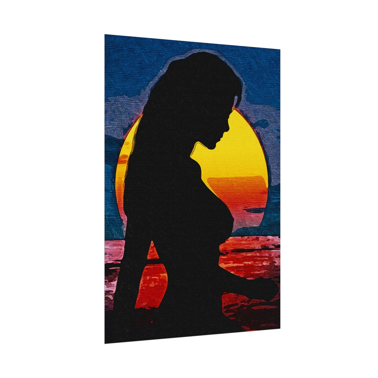Radiant Horizons: Empowering Silhouette by Sunset – Embrace Inner Strength and Inspiring Beauty - Vibrant Beach Sunset Rolled Poster, Living Room Decor, Nautical Art, Home Aesthetic, Gift for Beach Lovers, Boho Wall Art