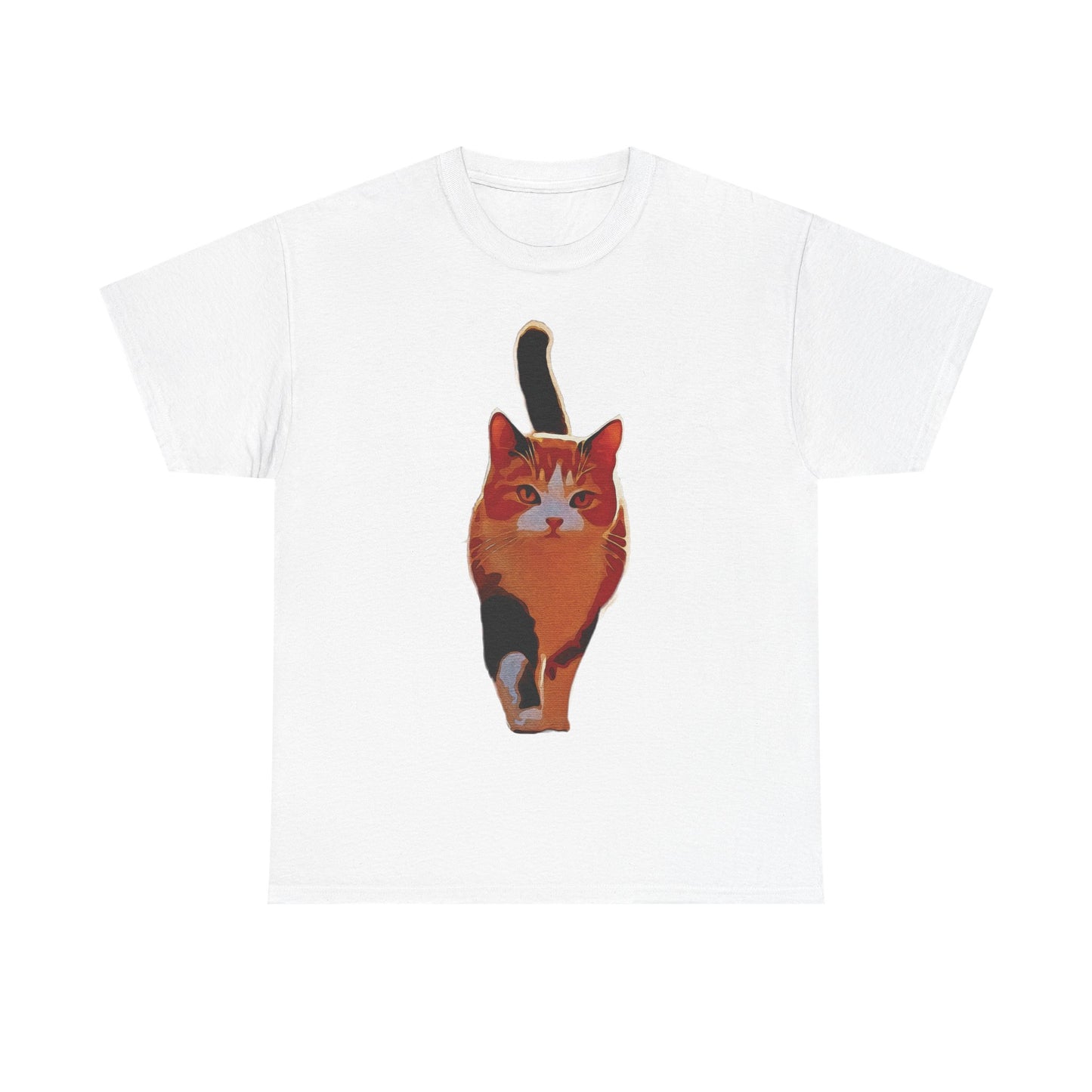 “Confident Stride: The Tri-Color Cat That Walks Like It Owns the World” - Cat Lover Unisex Heavy Cotton Tee, Cute Cat Shirt, Pet Lover Gift, Animal Tee, Casual Fashion, Gift for Cat Owners