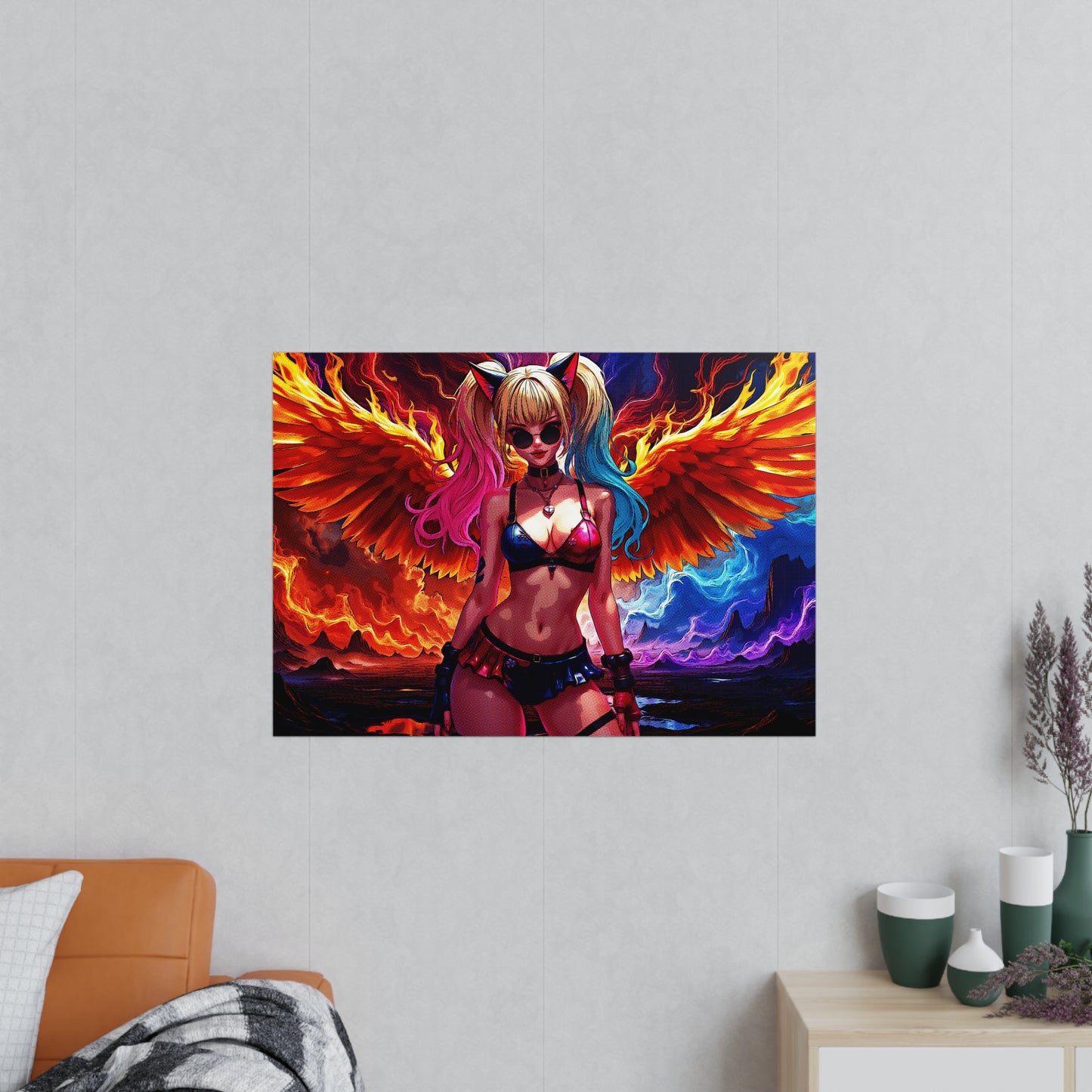 Vibrant Fantasy Pop Art Poster - Colorful Angel Wings Decor