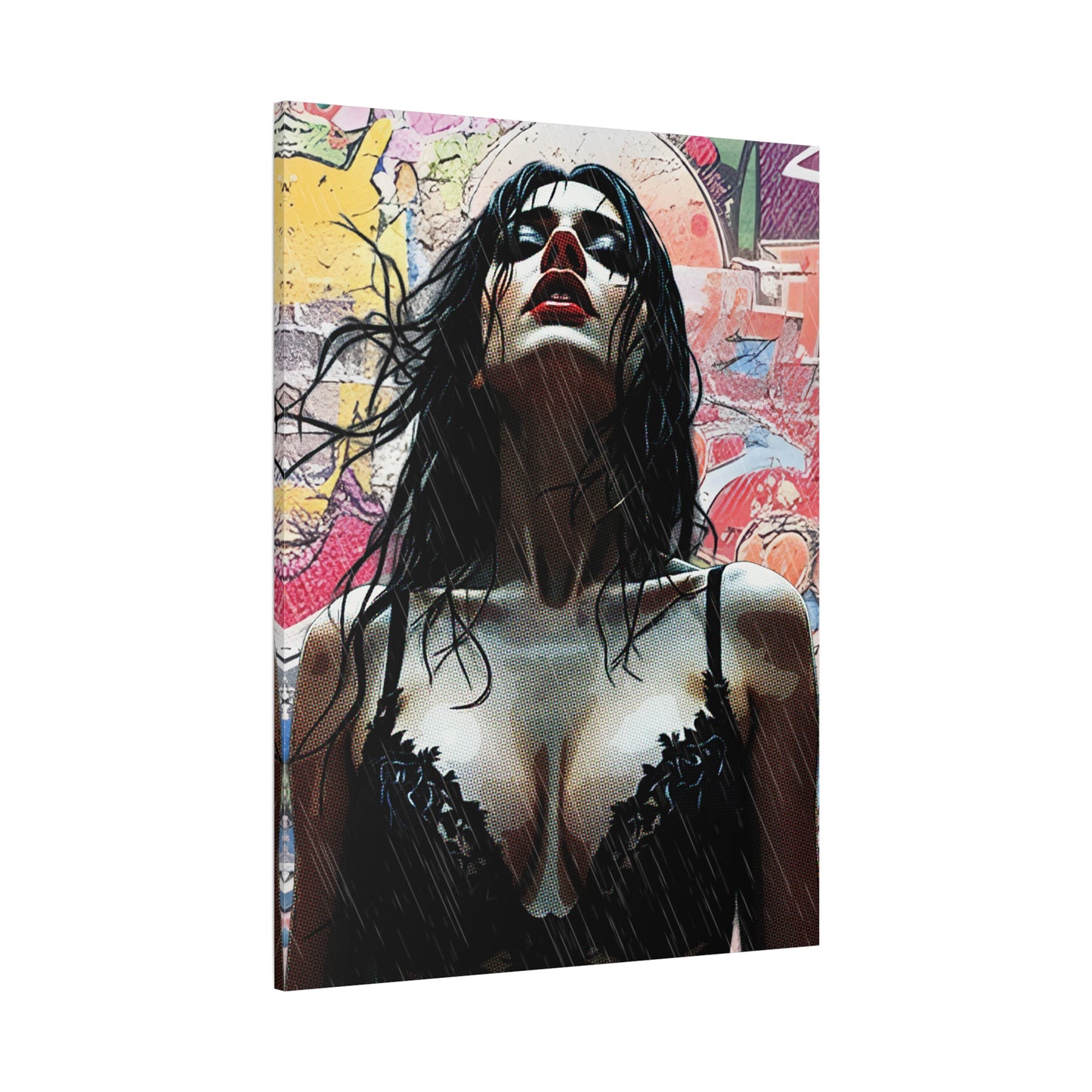 Rise Through the Storm: A Bold Expression of Strength, Passion, and Resilience in the Rain - Stretched Canvas Art Print, Wall Decor, Home Decor, Gift for Art Lovers, Modern Artwork, Contemporary Wall Art