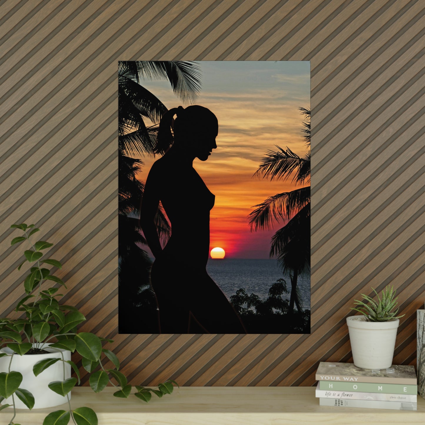 Silhouette Sunset Poster Art, Tropical Wall Decor, Home Aesthetic Prints, Gift for Nature Lovers, Bedroom Wall Art