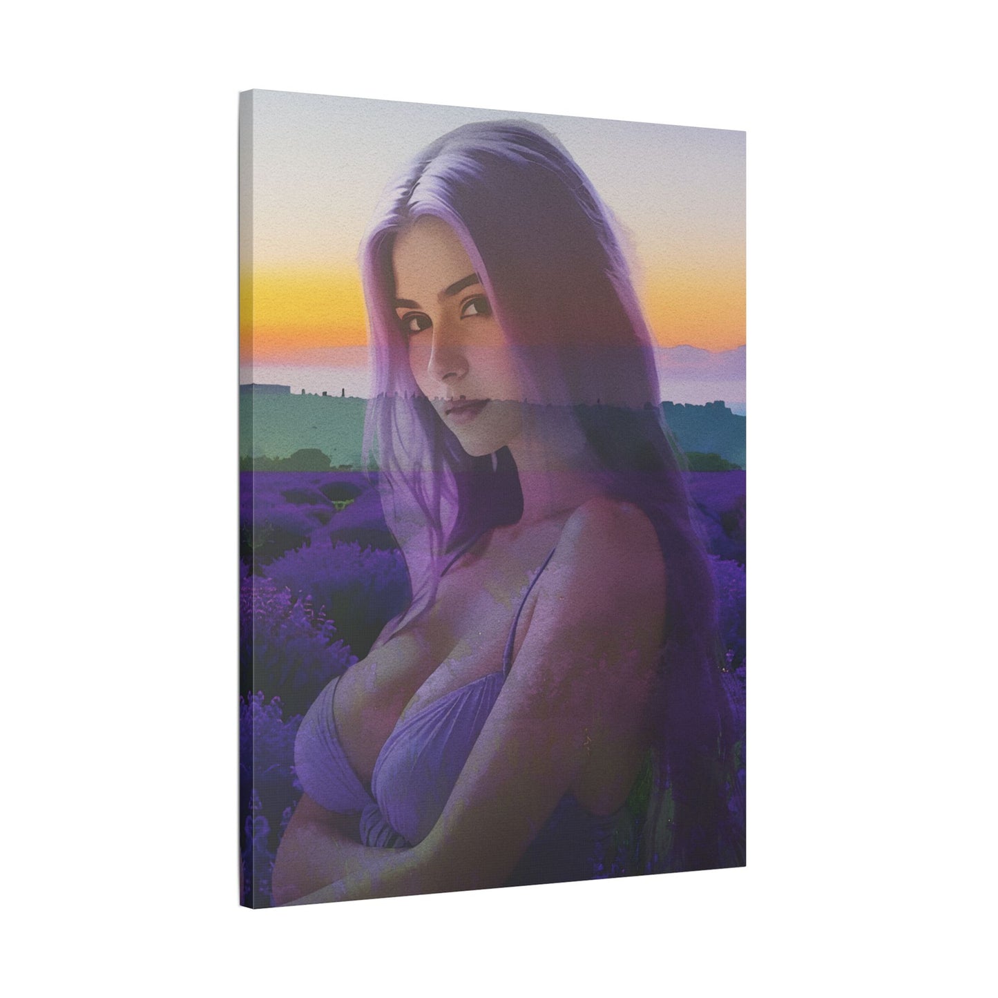 "Beautiful Lavender" – Dreamy Sunset Muse in Lavender Field Canvas Art