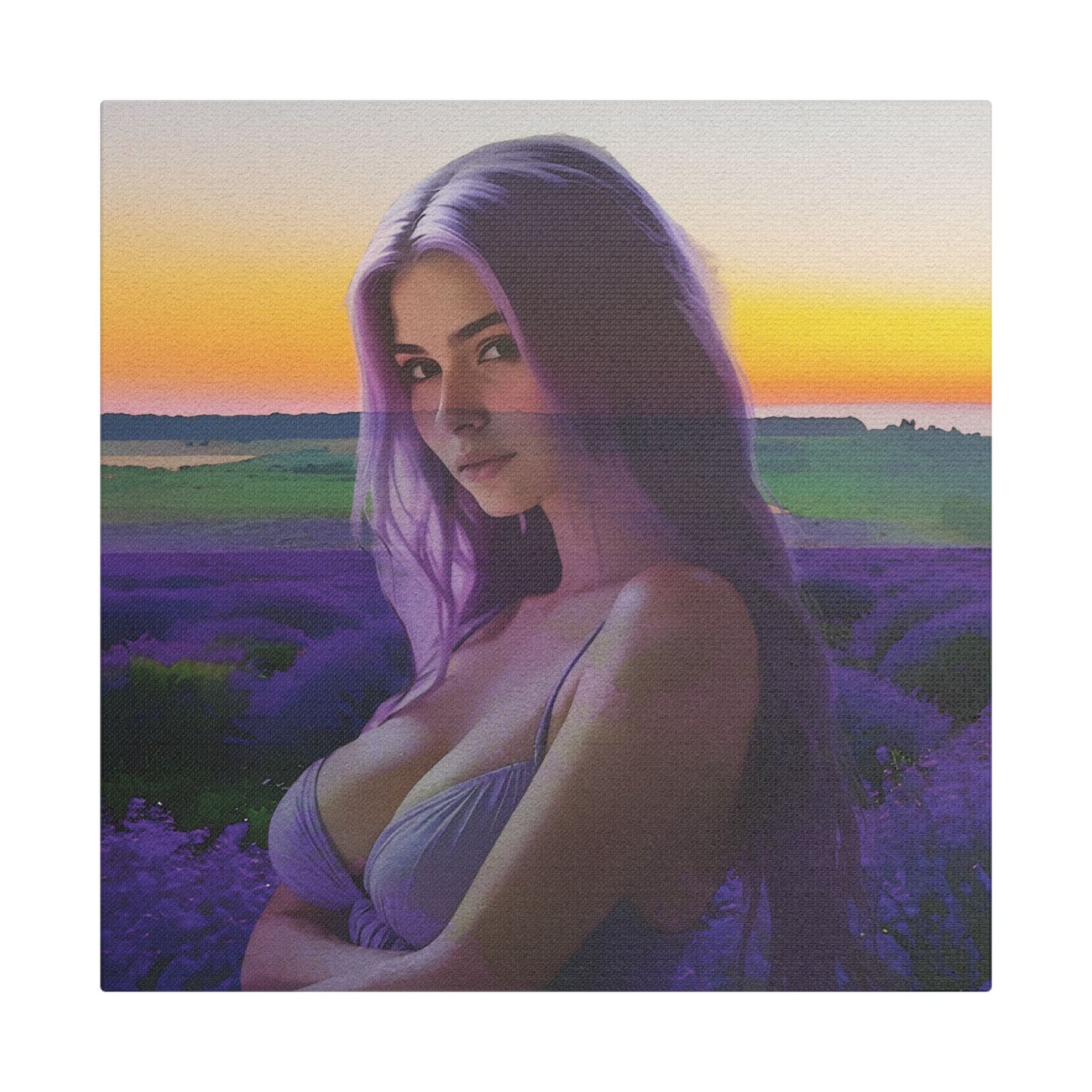 "Beautiful Lavender" – Dreamy Sunset Muse in Lavender Field Canvas Art