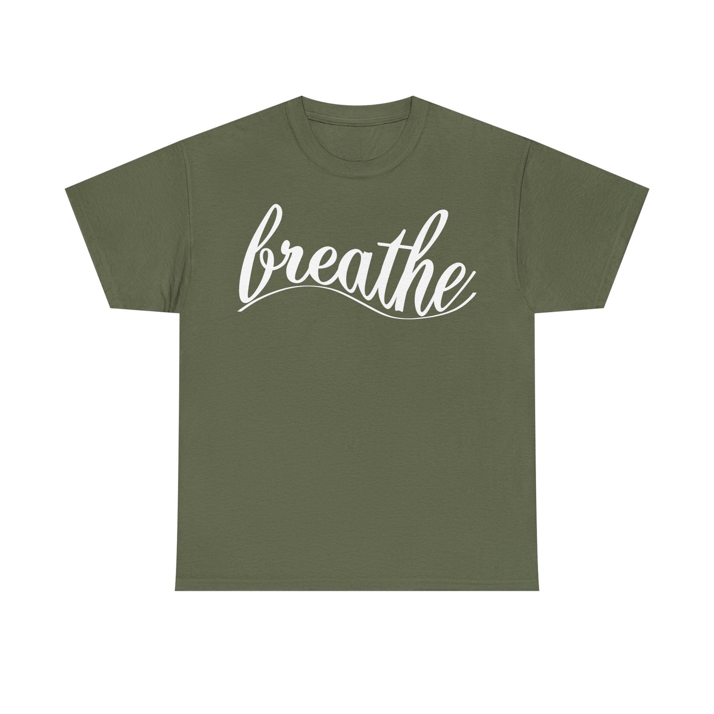 Unisex Heavy Cotton Tee - 'Breathe' Motivational Relaxation Shirt