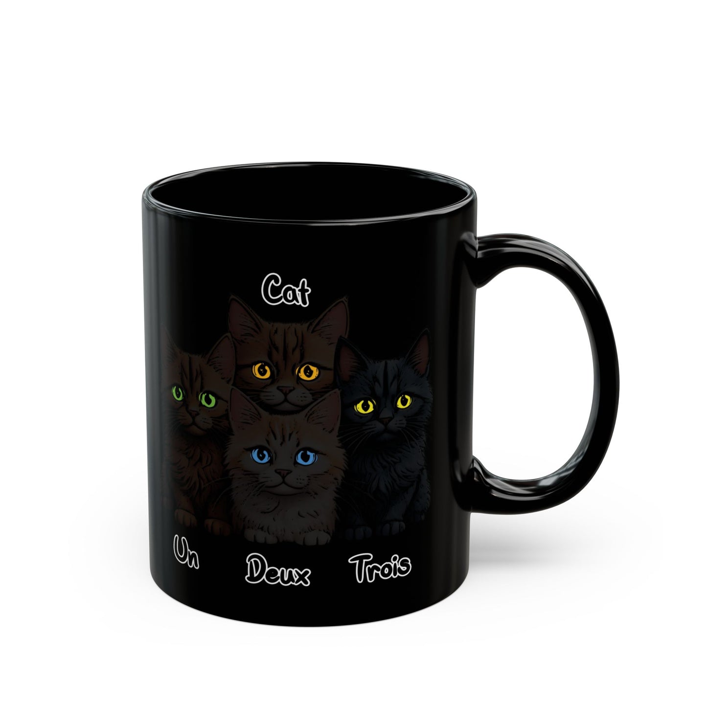 Un, Deux, Trois, Cat (Black Edition): Purrfect Counting Cuteness - Cute Black Cat Mug, Perfect Gift for Cat Lovers, Unique Coffee Cup, Pet Themed Drinkware, Gift for Cat Moms and Dads, Cat Adoption Awareness