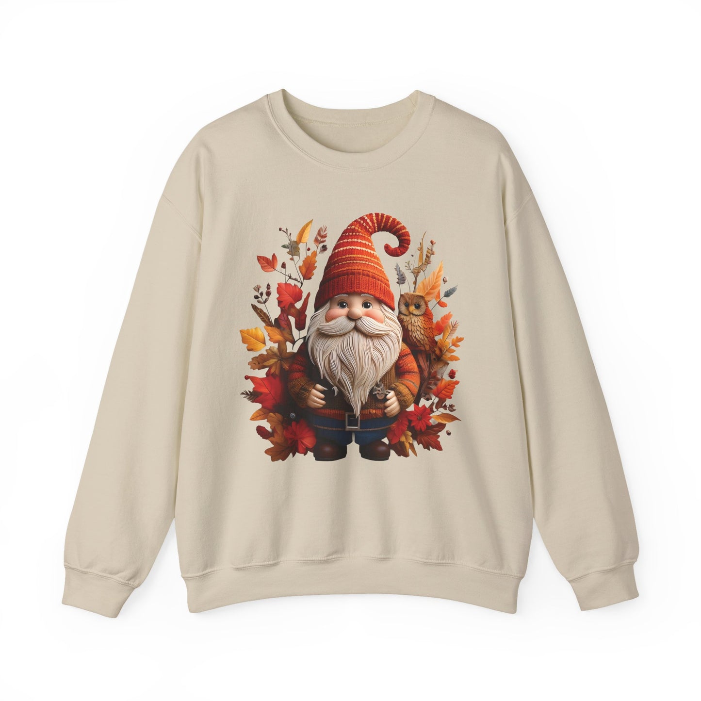 Gnome & Owl Autumn Harmony β Cozy Magic for the Season ππ§‘ - Sweatshirt | Fall Sweater, Autumn Apparel, Unisex Crewneck, Perfect Gift, Holiday Wear, Seasonal Style, Comfortable Fashion
