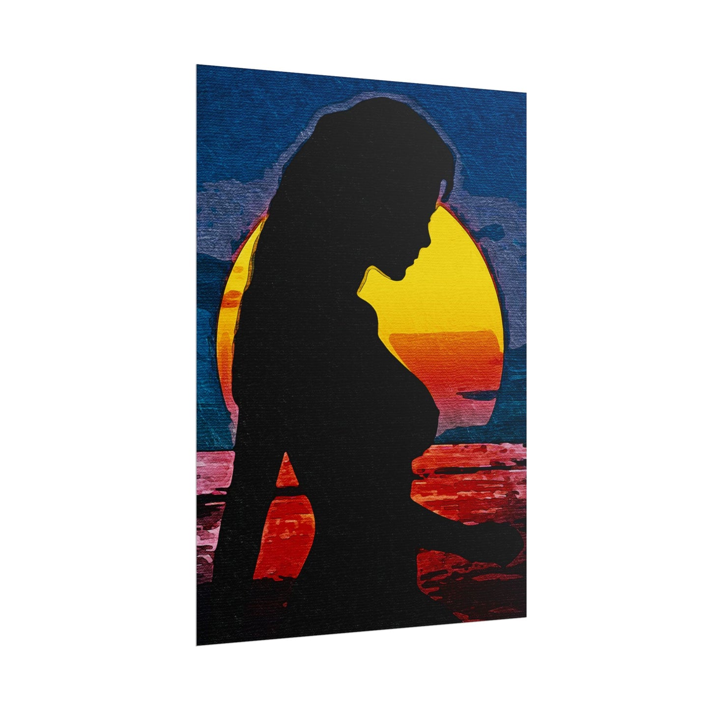 Radiant Horizons: Empowering Silhouette by Sunset – Embrace Inner Strength and Inspiring Beauty - Vibrant Beach Sunset Rolled Poster, Living Room Decor, Nautical Art, Home Aesthetic, Gift for Beach Lovers, Boho Wall Art