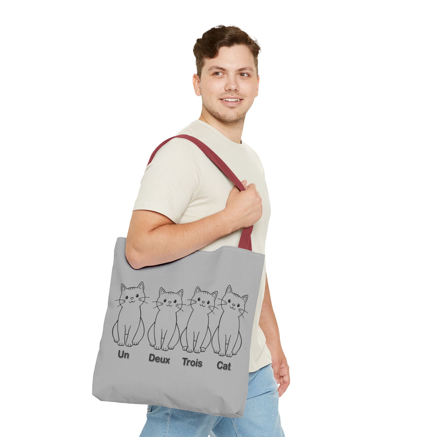 Funny Cat Tote Bag - Un Deux Trois Cat Design - Cute Cat Lover Gift