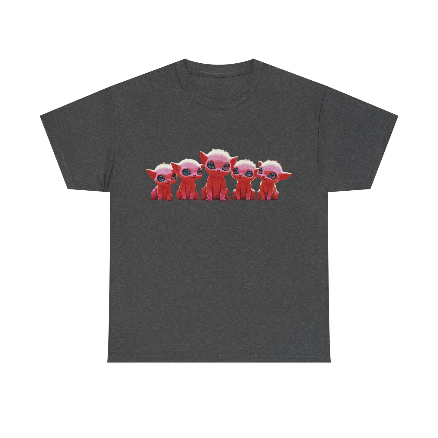 "Squad Goals: Adorable Red Creatures United - Friendship & Joy Collection" - Cute Cartoon Animal Unisex Heavy Cotton Tee, Fun Graphic Shirt, Gift for Animal Lovers, Casual Outfit, Summer Apparel