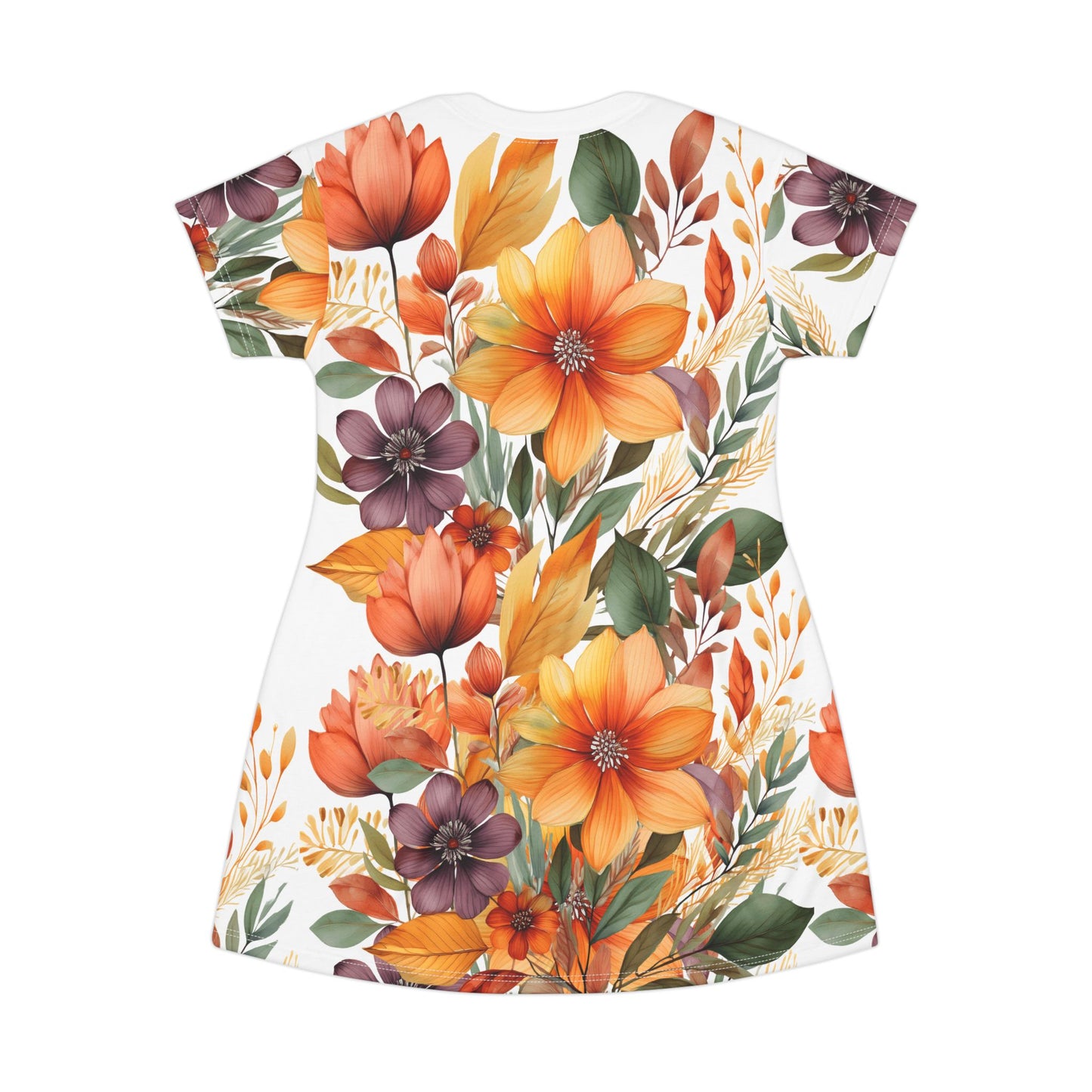 Floral Design T-Shirt Dress