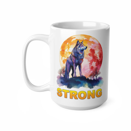 Coffee Mugs - Lone Wolf 'STRONG' Design, 11oz, 15oz