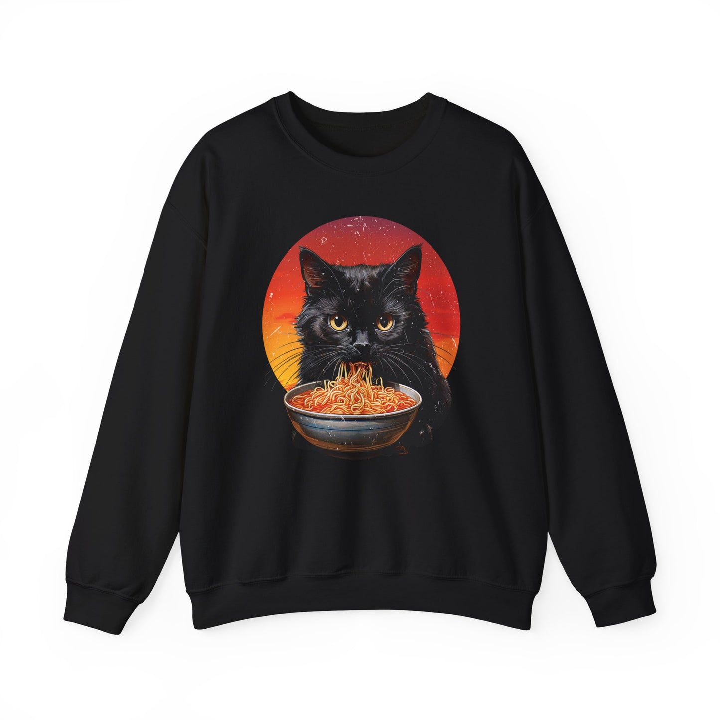 Ramen Cat - Cozy Cat Lover's Crewneck Sweatshirt - Purrfect for Foodies