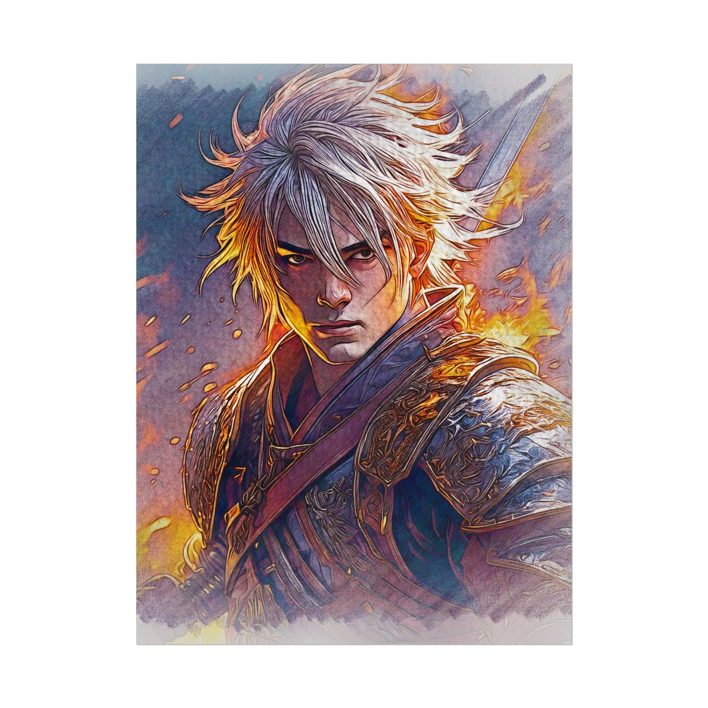 Epic Warrior Art Rolled Poster - Bold Fantasy Decor for Gamers & Anime Fans
