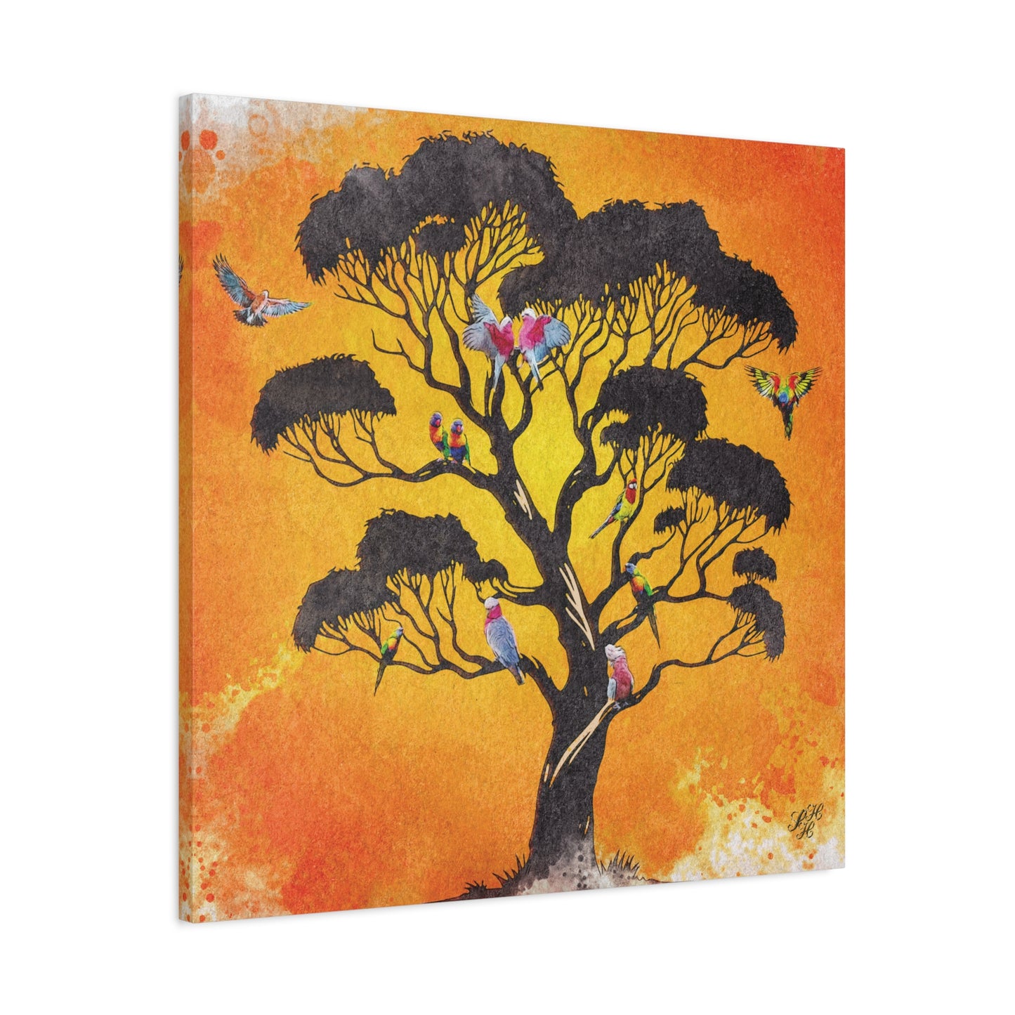 'Australian Bush Vibe' - Vibrant Bird Tree Canvas Wall Art