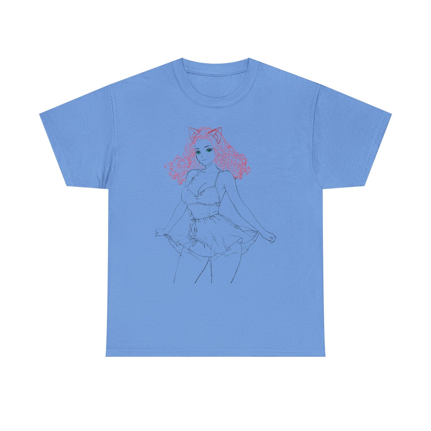 Cute Cat Girl Unisex Tee, Trendy Illustration T-Shirt, Gift for Cat Lovers, Casual Everyday Look, Fun Graphic Tee, Birthday Outfit