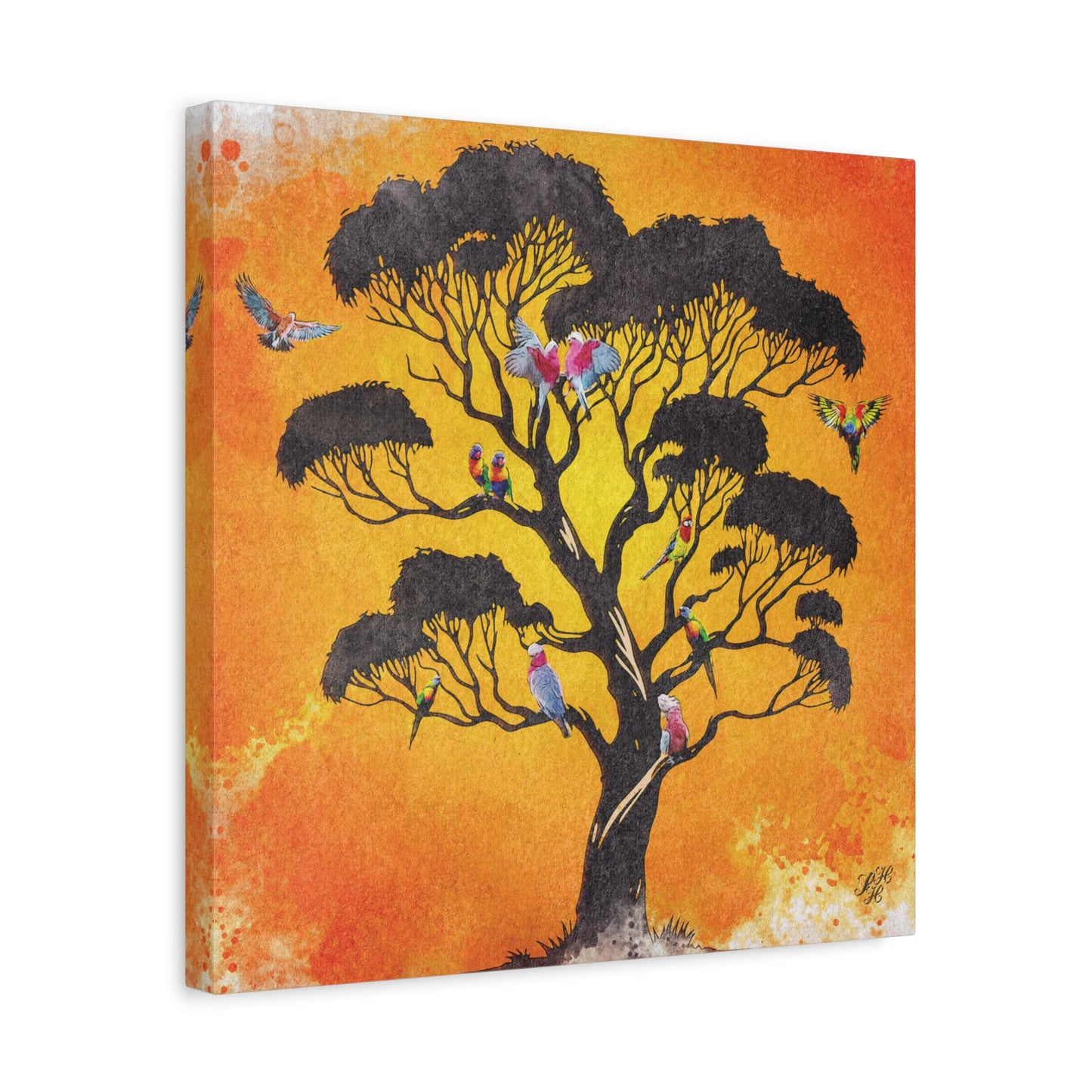 'Australian Bush Vibe' - Vibrant Bird Tree Canvas Wall Art