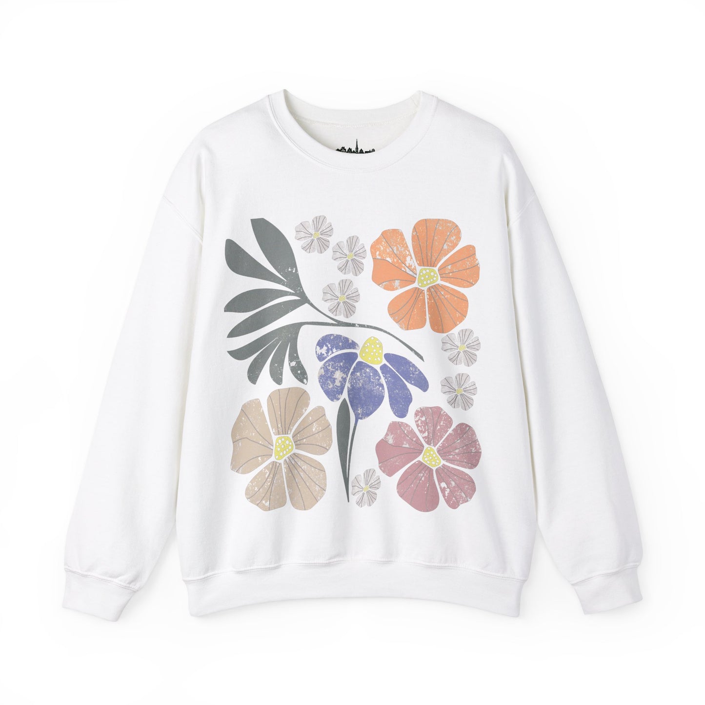 Vintage Look Flower Crewneck Sweatshirt
