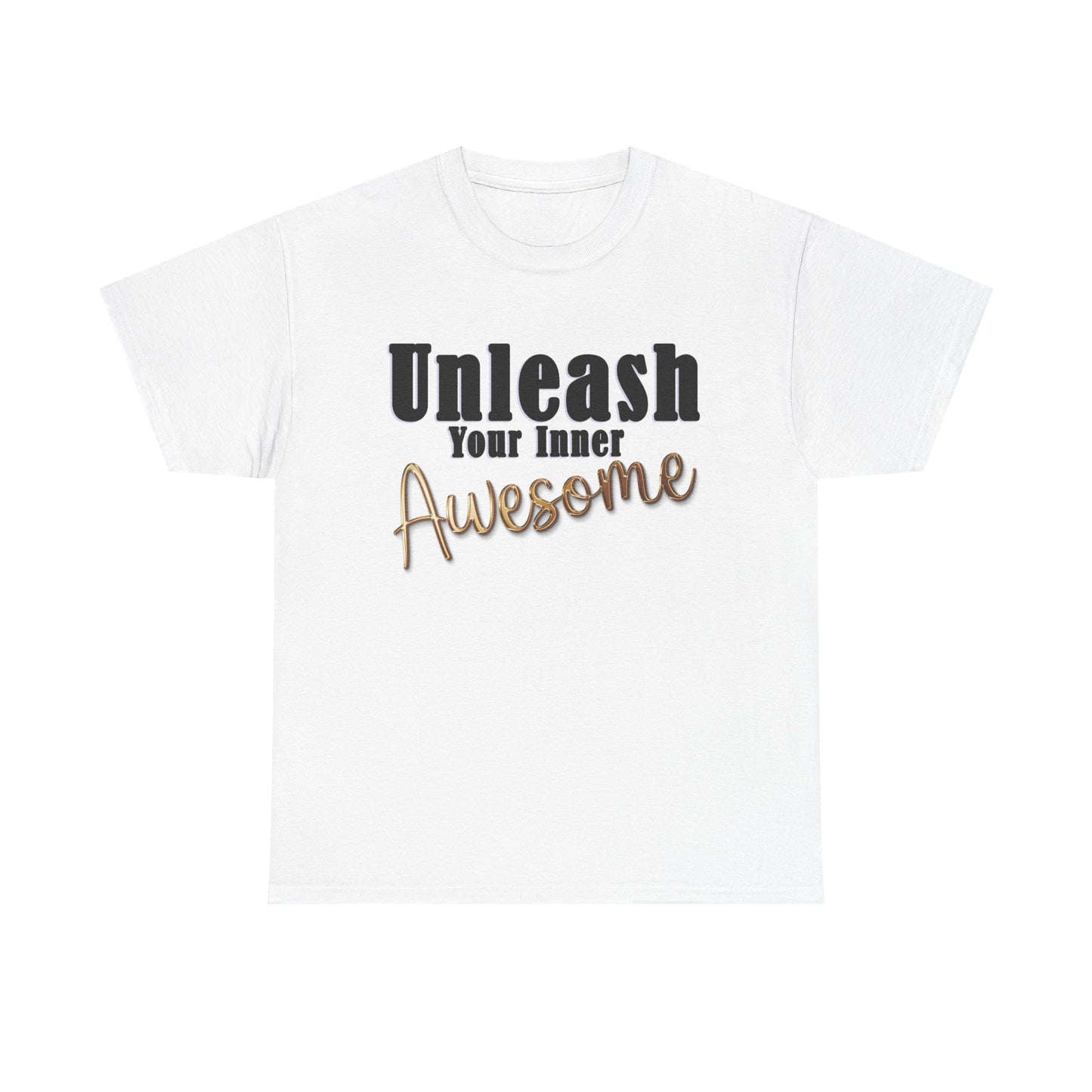 Unisex Heavy Cotton Tee - 'Unleash Your Inner Awesome' Inspirational Shirt
