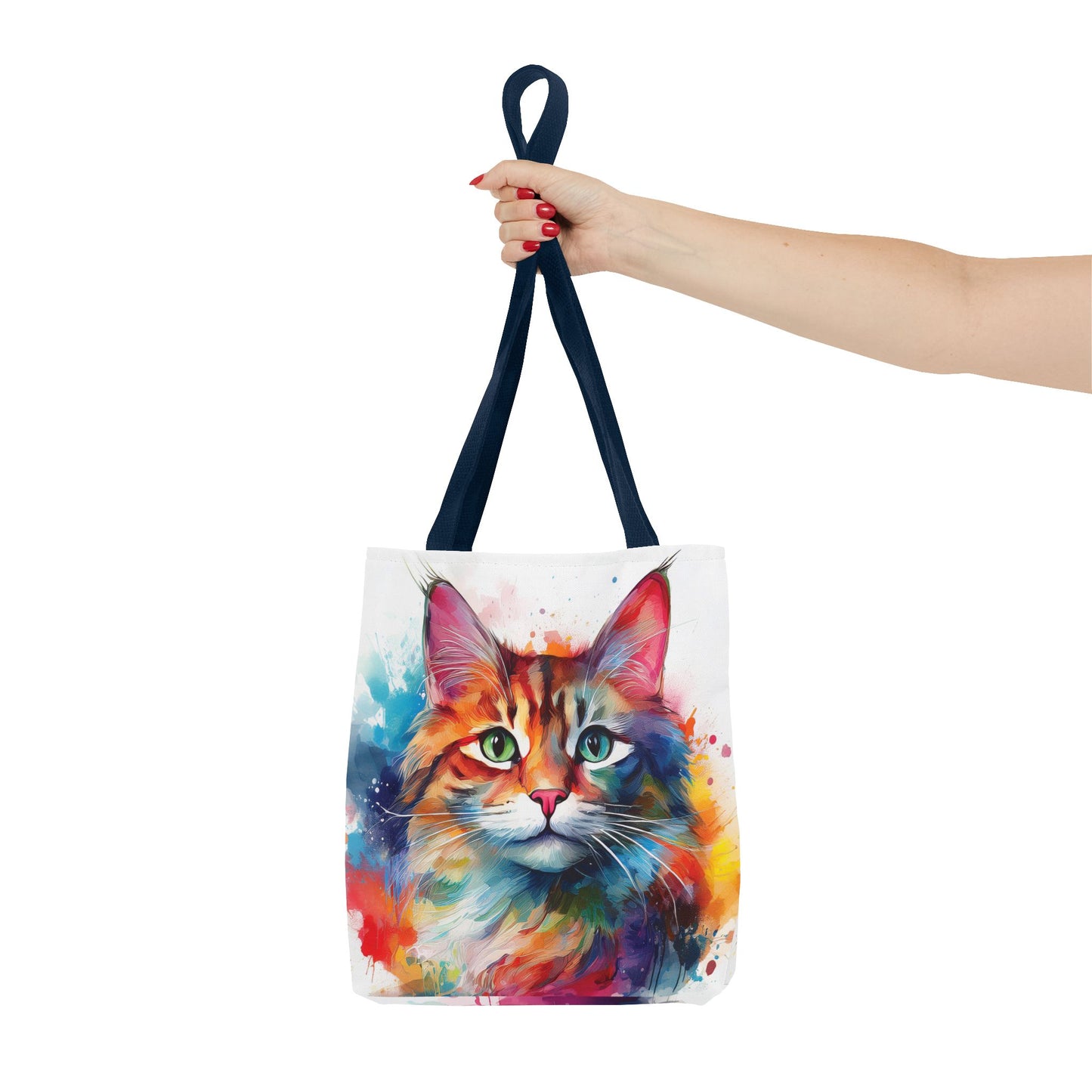 Colorful Tri-Color Cat Tote Bag: Pawsitive Vibes