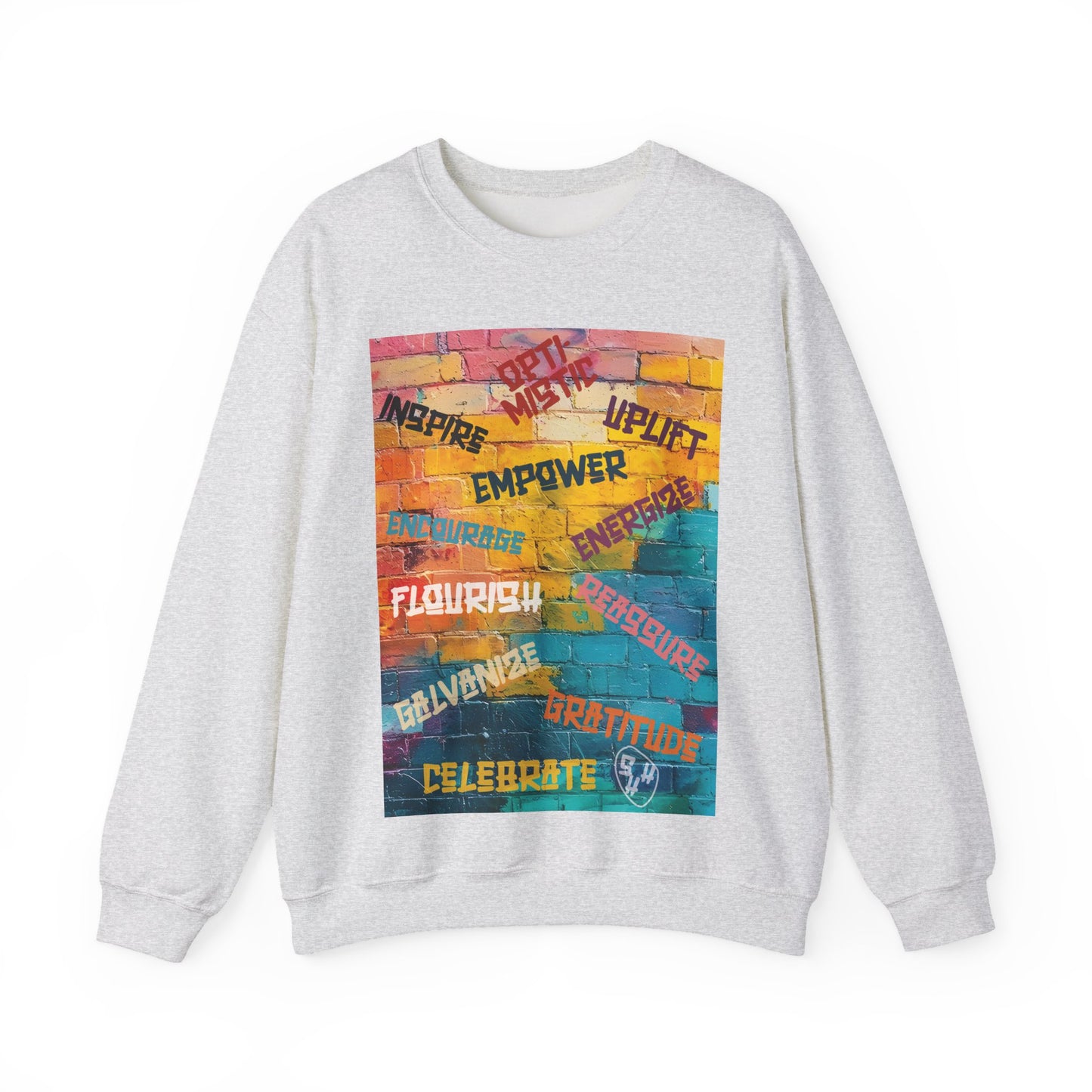 Fuel your fire—Inspire. Empower. Celebrate. 🎨💪 #MotivationalArt #InspireDaily #Empowerment #PositiveVibes #GoalGetter #WallOfWords Unisex Crewneck Sweatshirt - Empower, Flourish, Celebrate, Gratitude, Uplift, Energetic Cozy Apparel