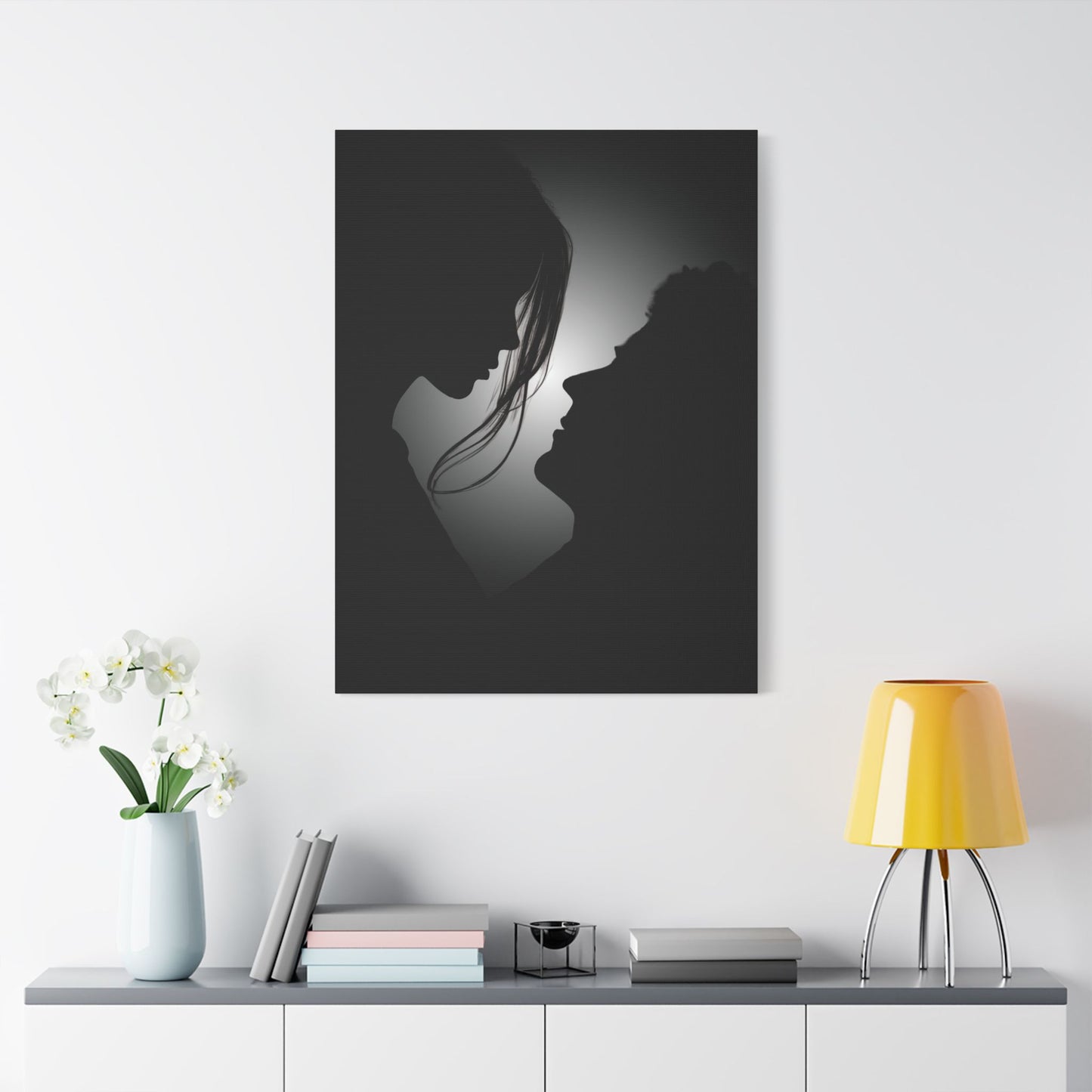 Romantic Silhouette – "Possibilities" Couple Art for Canvas & Poster DecorCanvas Wall Art, Love Silhouette Decor, Anniversary Gift, Couple's Bedroom Decor, Relationship Gift Idea
