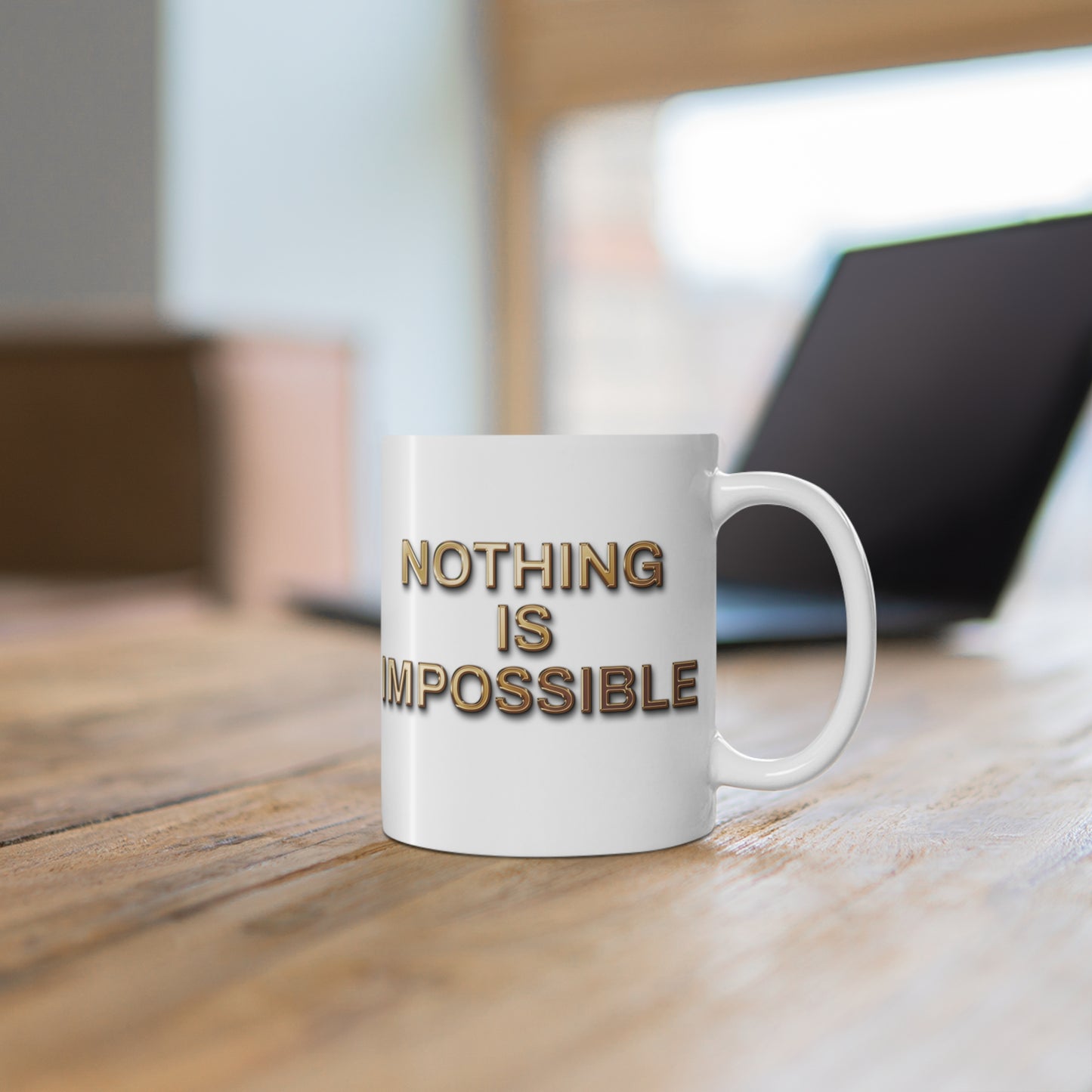 'Nothing Is Impossible' – Bold Gold Motivation for Everyday Warriors - Inspirational Ceramic Coffee Cups - Motivational Mug, Gift for Coffee Lovers, Office Decor, 11oz & 15oz