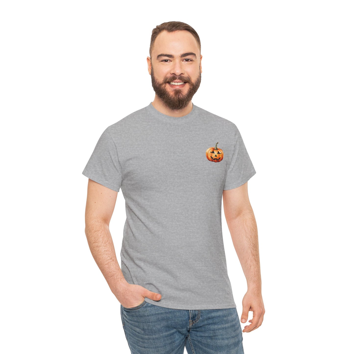 ๐ Embrace Autumn Magic - Pumpkin Bliss Collection for Cozy Season Vibes โจ - Harvest Vibes Pumpkin Cotton Tee | Fall Shirt, Halloween Apparel, Autumn Fashion, Unisex Graphic Tee, Gift for Pumpkin Lovers