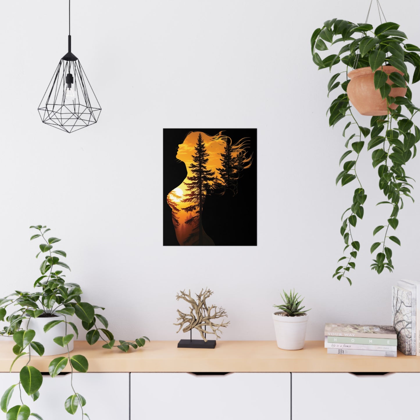 Forest Queen – Embrace the Wild Elegance #ForestQueen #ArtPrint #DoubleExposure #NatureArt #HomeDecor Matte Poster, Bohemian Wall Art, Home Decor, Inspirational Art, Gifts for Nature Lovers, Bedroom Decoration