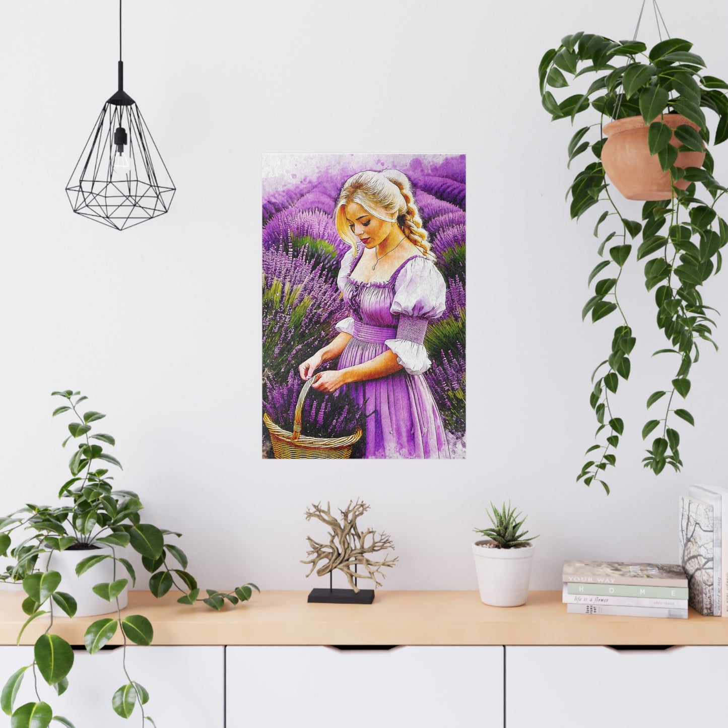 Lavender Field Matte Poster, Wall Art Decor, Feminine Art Print, Home Aesthetic, Gift for Her, Floral Wall Decor