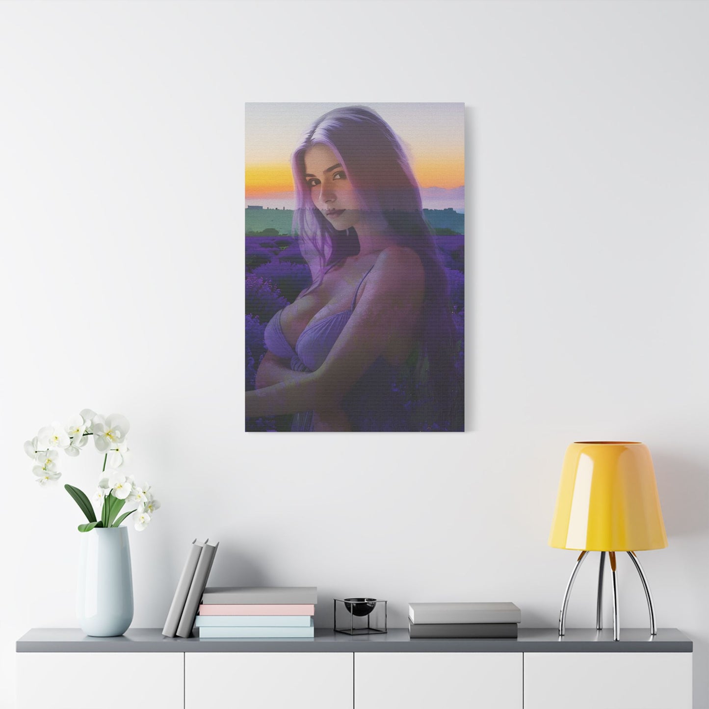 "Beautiful Lavender" – Dreamy Sunset Muse in Lavender Field Canvas Art