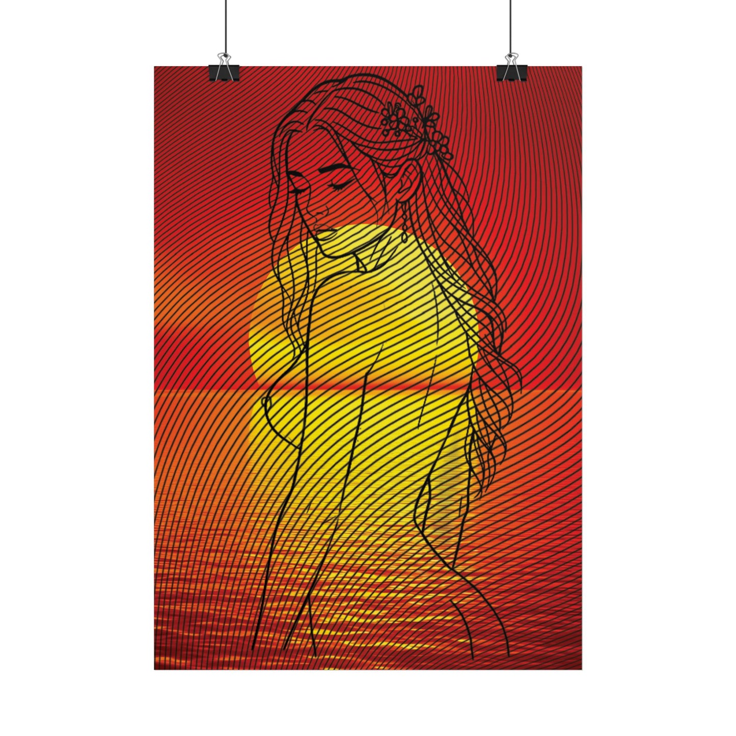 Sunset Silhouette Art Poster | Wall Décor, Living Room Art, Modern Home Decor, Bedroom Wall Art, Gift Idea