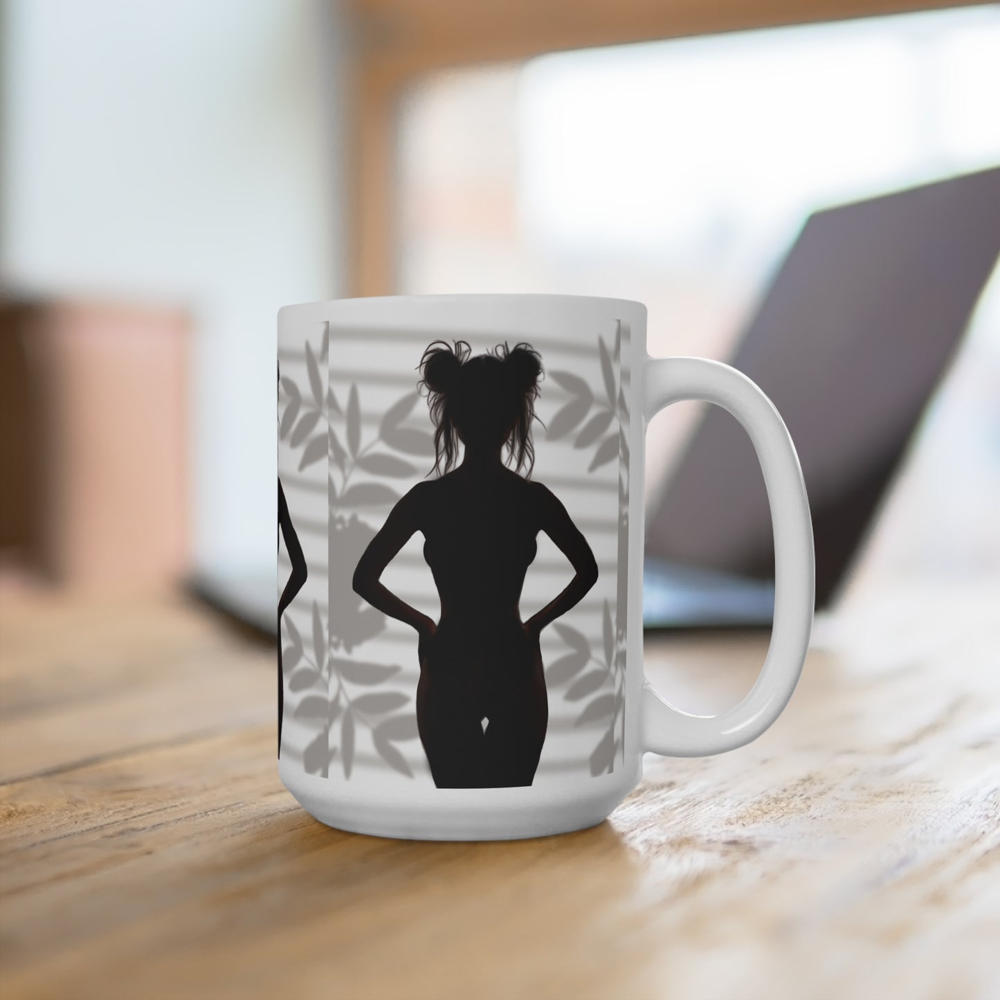 "Roxie" Confident Woman Silhouette Art Print - Empowerment Wall Decor - Silhouette Art Ceramic Mug - Elegant Coffee Cup, Home Decor, Unique Gift, Minimalist Kitchenware, Artsy Mug