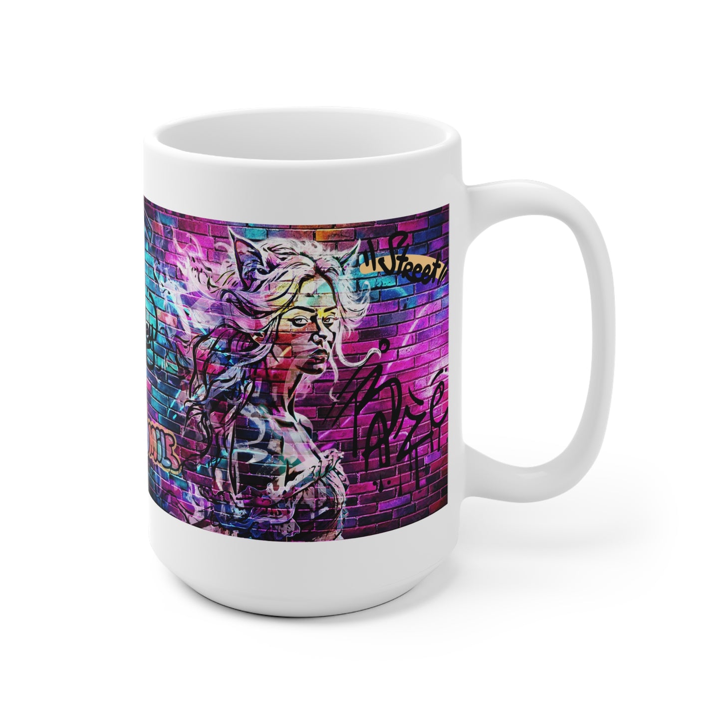 Urban Art Ceramic Mug - Graffiti Design with 'Smile'