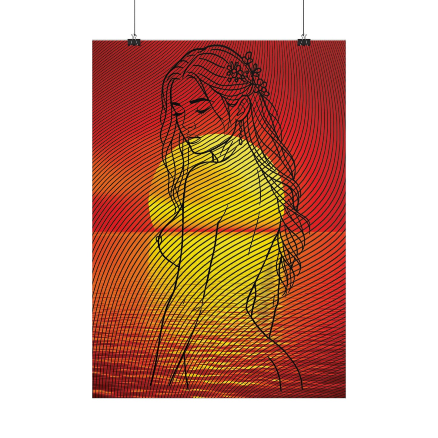 Sunset Silhouette Art Poster | Wall Décor, Living Room Art, Modern Home Decor, Bedroom Wall Art, Gift Idea