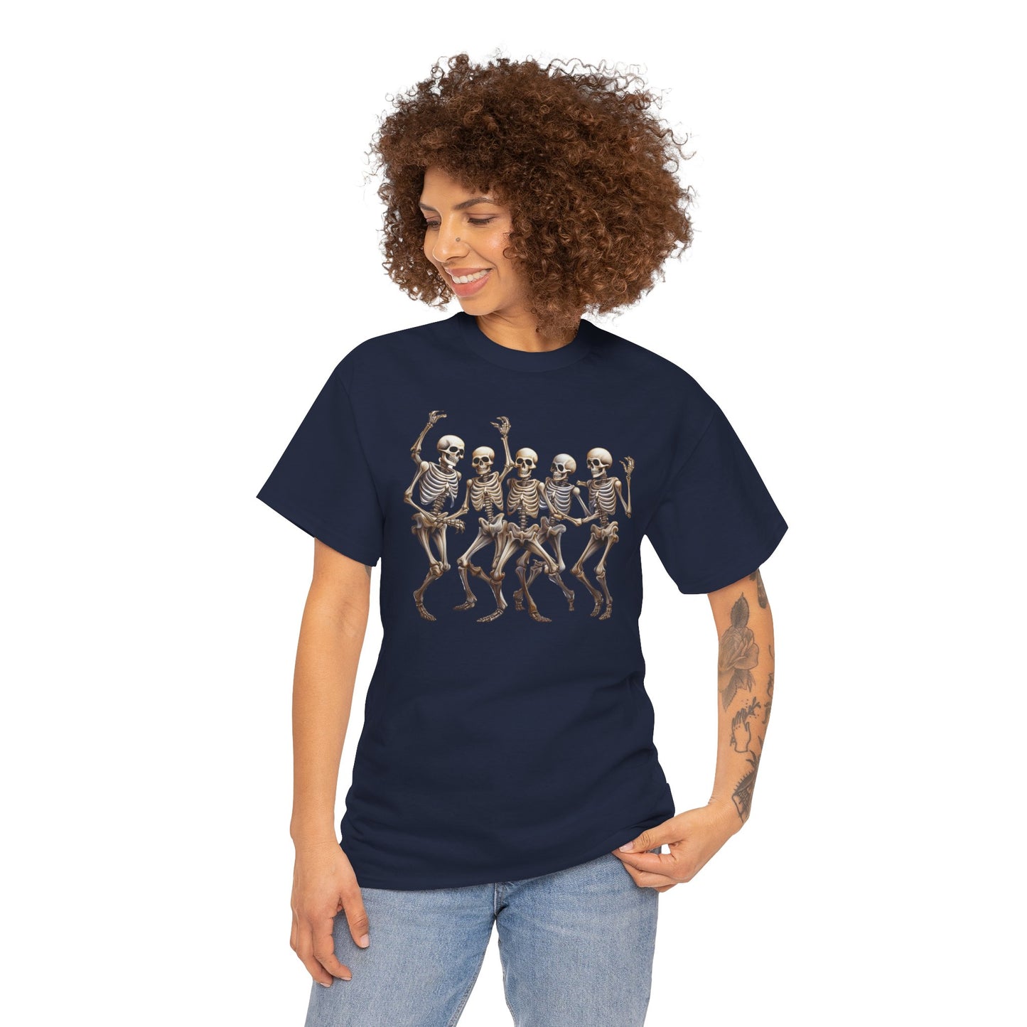 "Celebrate Life with Dancing Skeletons – Bold Apparel & Mugs that Spark Joy" - Unisex Heavy Cotton Tee with Dancing Skeletons, Halloween Shirt, Casual Tee, Party Apparel, Fun Graphic T-Shirt