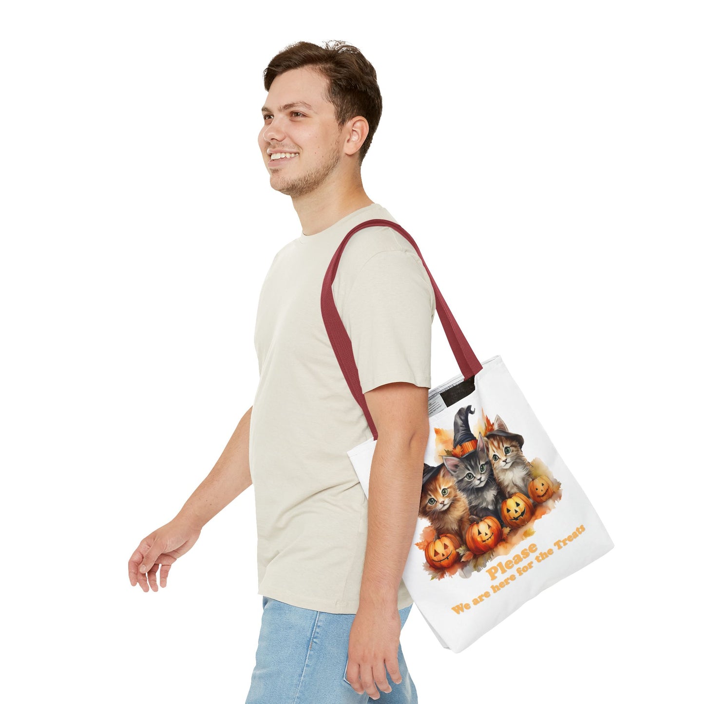 Halloween Cat Tote Bag - "Please We Are Here for the Treats"
