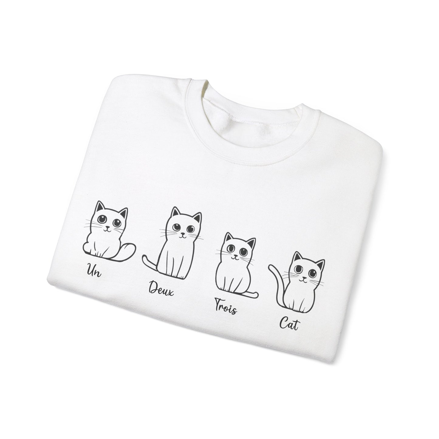 Cat Lovers Sweatshirt - Un Deux Trois Cat - Unisex Heavy Blend Crewneck