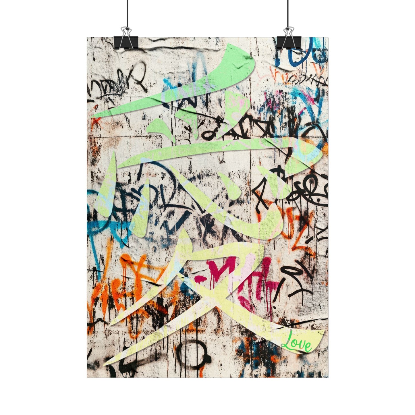 Graffiti Art Poster - Vibrant 'Kanji Love' Wall Decor