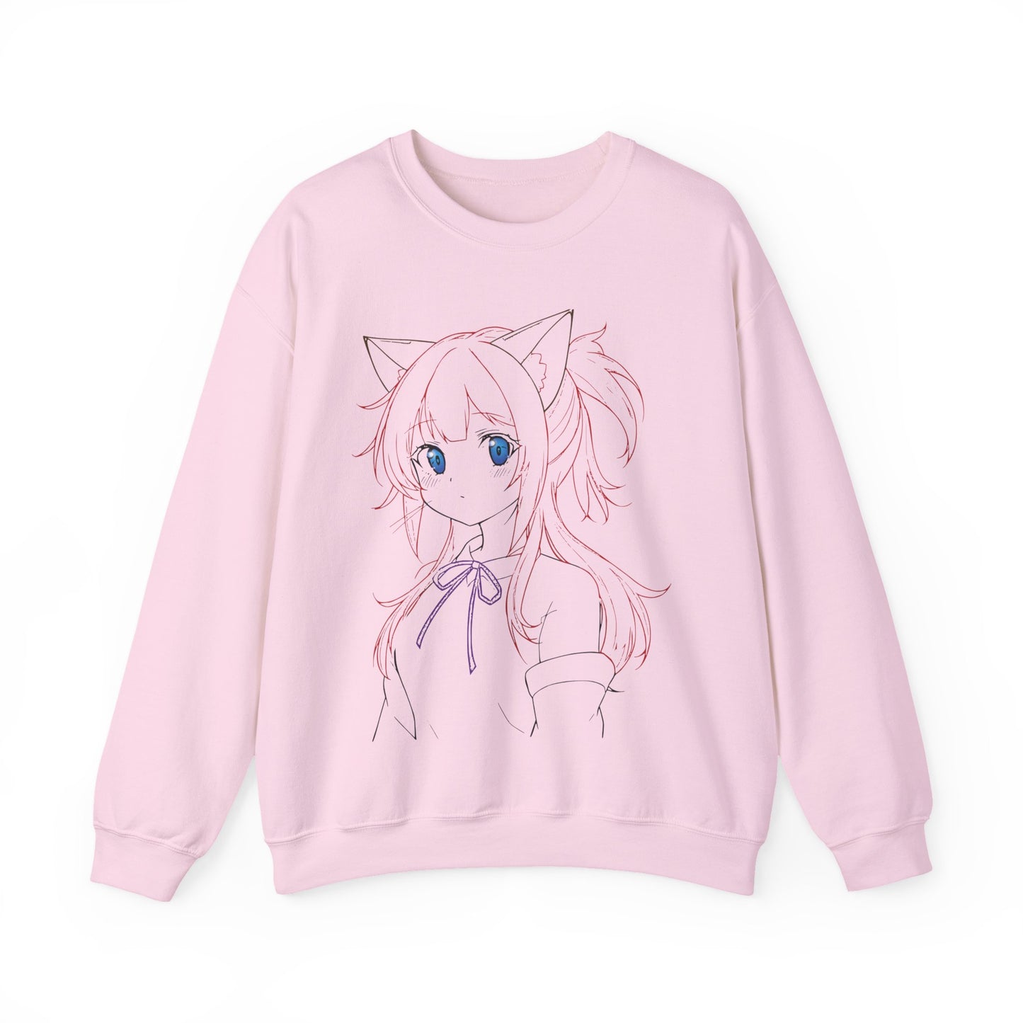 Cute Anime Cat Ears Sweatshirt, Cozy Crewneck for Anime Lovers, Perfect Gift for Birthdays, Casual Outfits, Winter Fashion, Everyday Wear