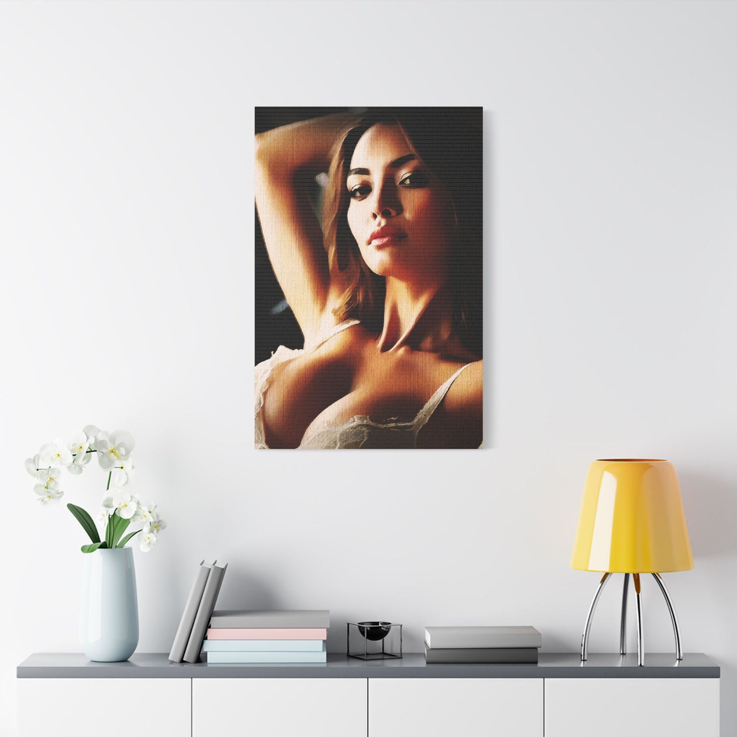 Empowered Allure – Striking Portrait of Confidence and Timeless Feminine Grace in Art - Elegant Satin Canvas Art Print, Modern Home Decor, Wall Art for Living Room, Bedroom Aesthetic, Unique Gift Idea