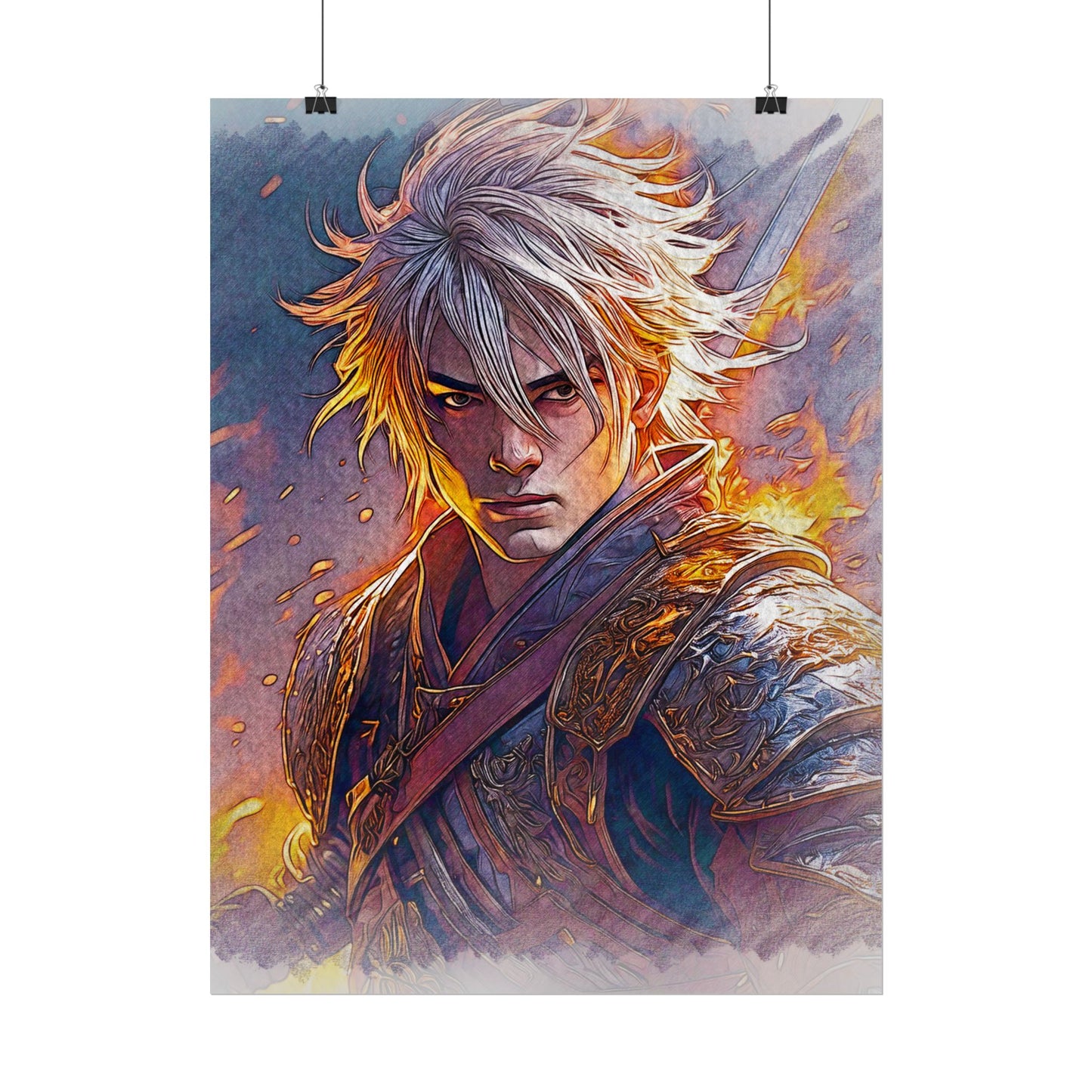 Epic Warrior Art Rolled Poster - Bold Fantasy Decor for Gamers & Anime Fans