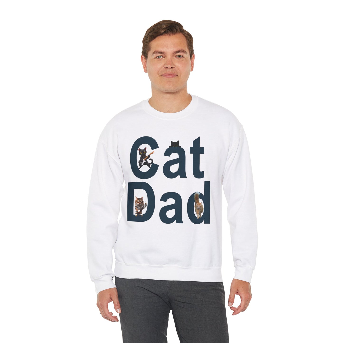 Cat Lovers Sweatshirt - Cat Dad Life: Purrfection in Progress ๐พ- Unisex Heavy Blend Crewneck