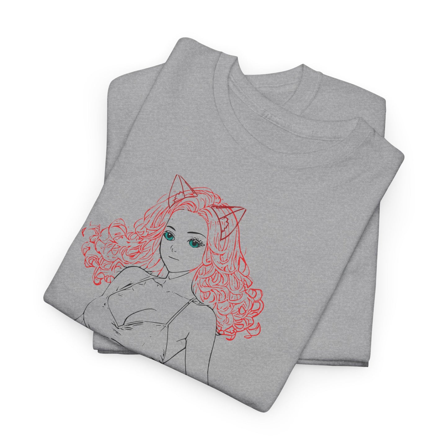 Cute Cat Girl Unisex Tee, Trendy Illustration T-Shirt, Gift for Cat Lovers, Casual Everyday Look, Fun Graphic Tee, Birthday Outfit