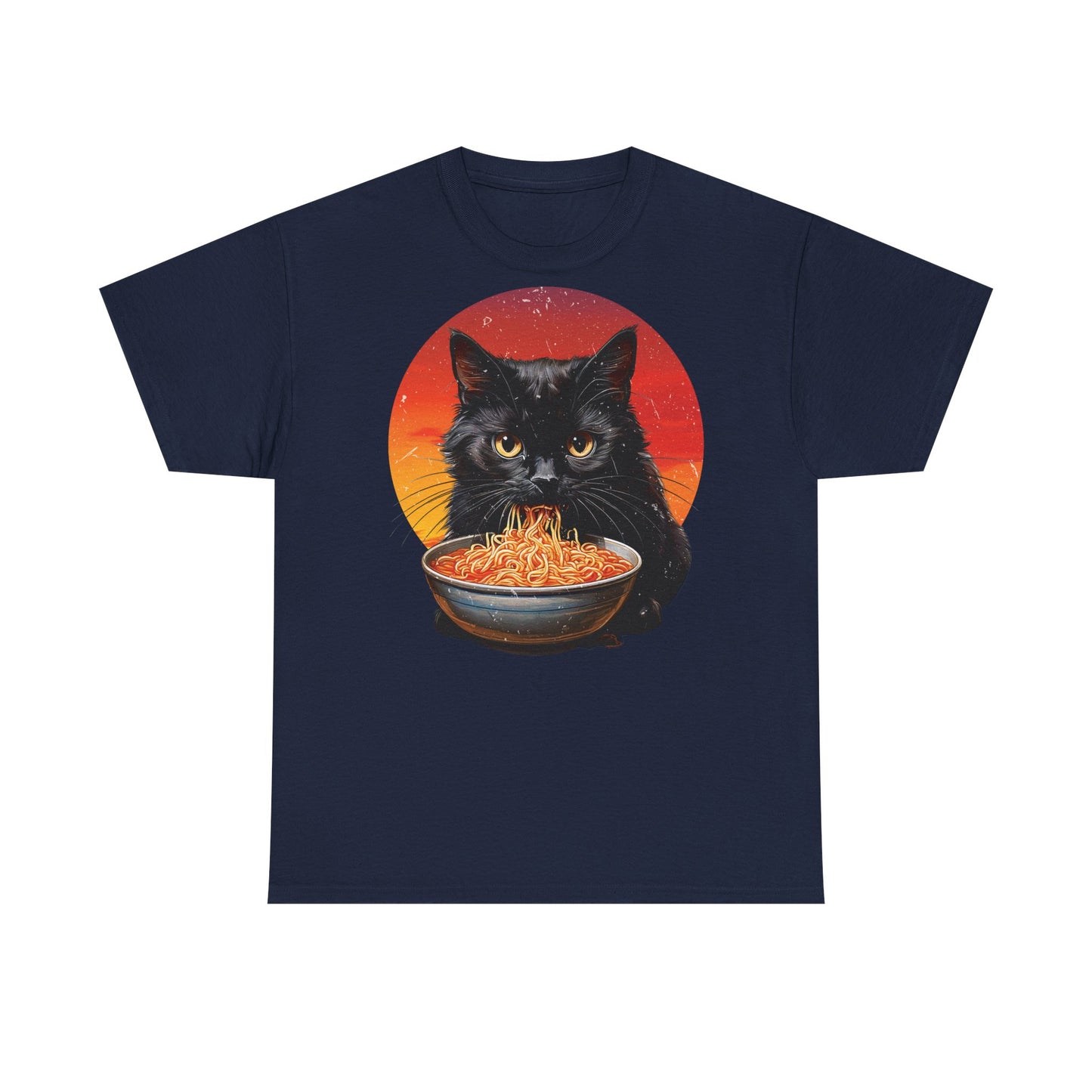 Ramen Cat - Cute Cat with Bowl of Noodles Unisex Heavy Cotton Tee