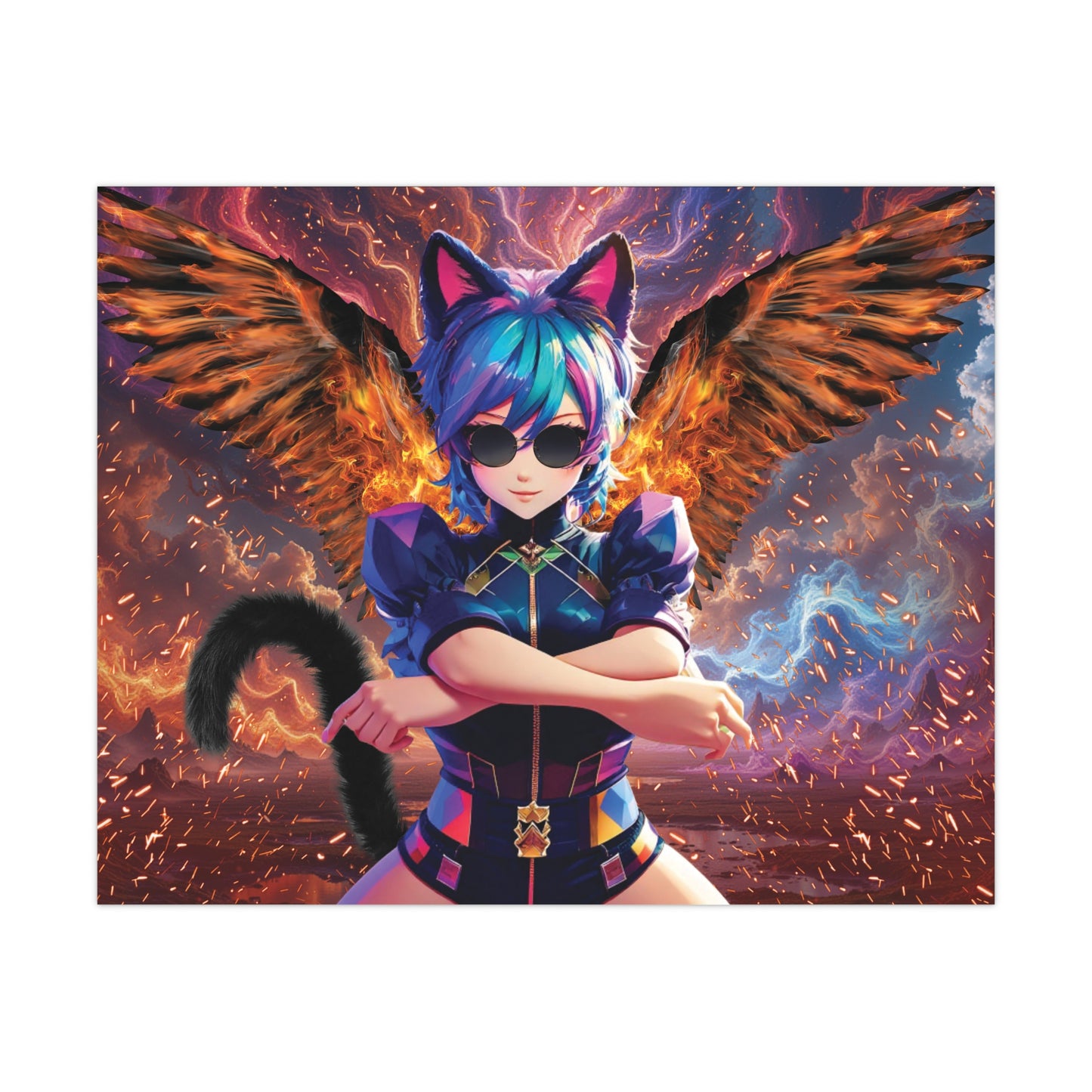 Poster Print: Celestial Firestarter - Frost & Flame Fantasy Art
