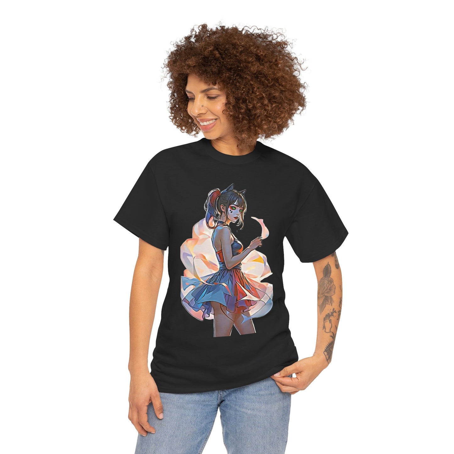 ✨Moonlit Grace: Anime Catgirl Aura for Casual Wear, Posters, Mugs and much more. - Artistic Cat Lady Tee, Cool Graphic Shirt for Animal Lovers, Ideal Gift for Birthdays & Cat Lovers, Casual Wear, Unisex Cotton Tee