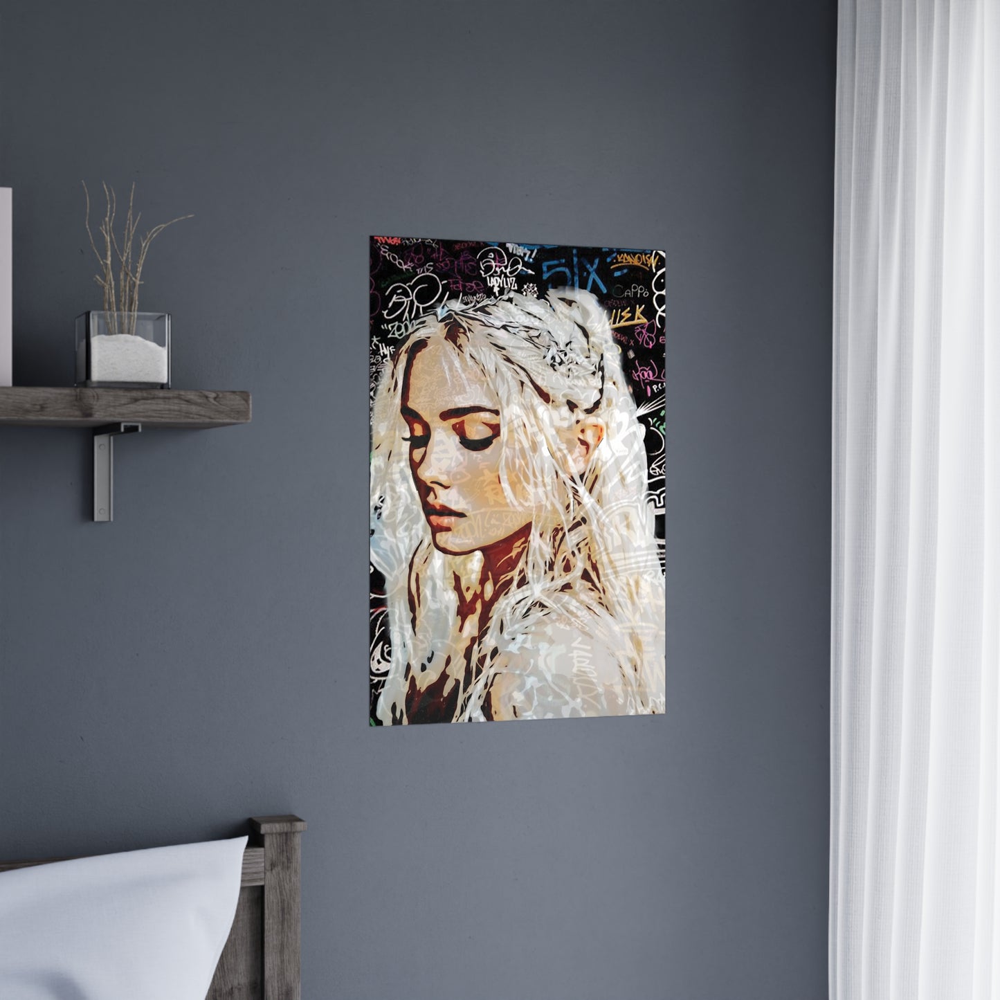 "Urban Dreams: Street Art Portrait of Hope and Beauty Emerging from City's Creative Soul" - Artistic Matte Poster for Home Decor, Aesthetic Wall Art, Gift for Her, Trendy Room Decoration, Stylish Artwork