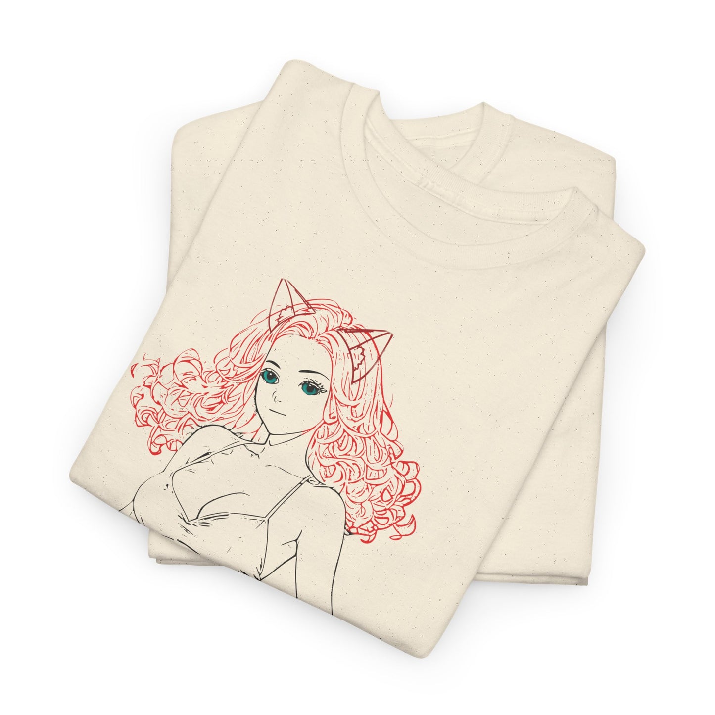 Cute Cat Girl Unisex Tee, Trendy Illustration T-Shirt, Gift for Cat Lovers, Casual Everyday Look, Fun Graphic Tee, Birthday Outfit