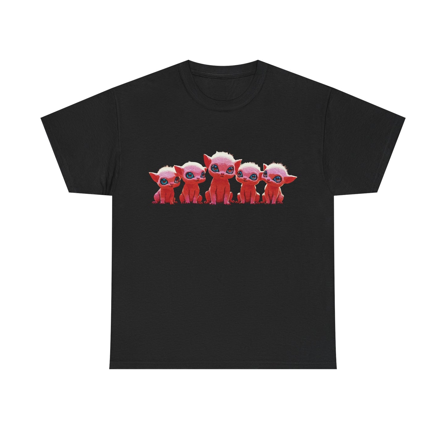 "Squad Goals: Adorable Red Creatures United - Friendship & Joy Collection" - Cute Cartoon Animal Unisex Heavy Cotton Tee, Fun Graphic Shirt, Gift for Animal Lovers, Casual Outfit, Summer Apparel