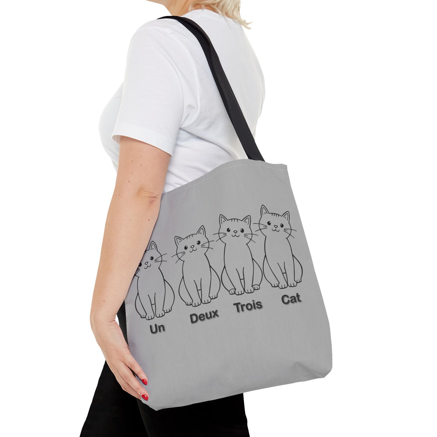 Funny Cat Tote Bag - Un Deux Trois Cat Design - Cute Cat Lover Gift